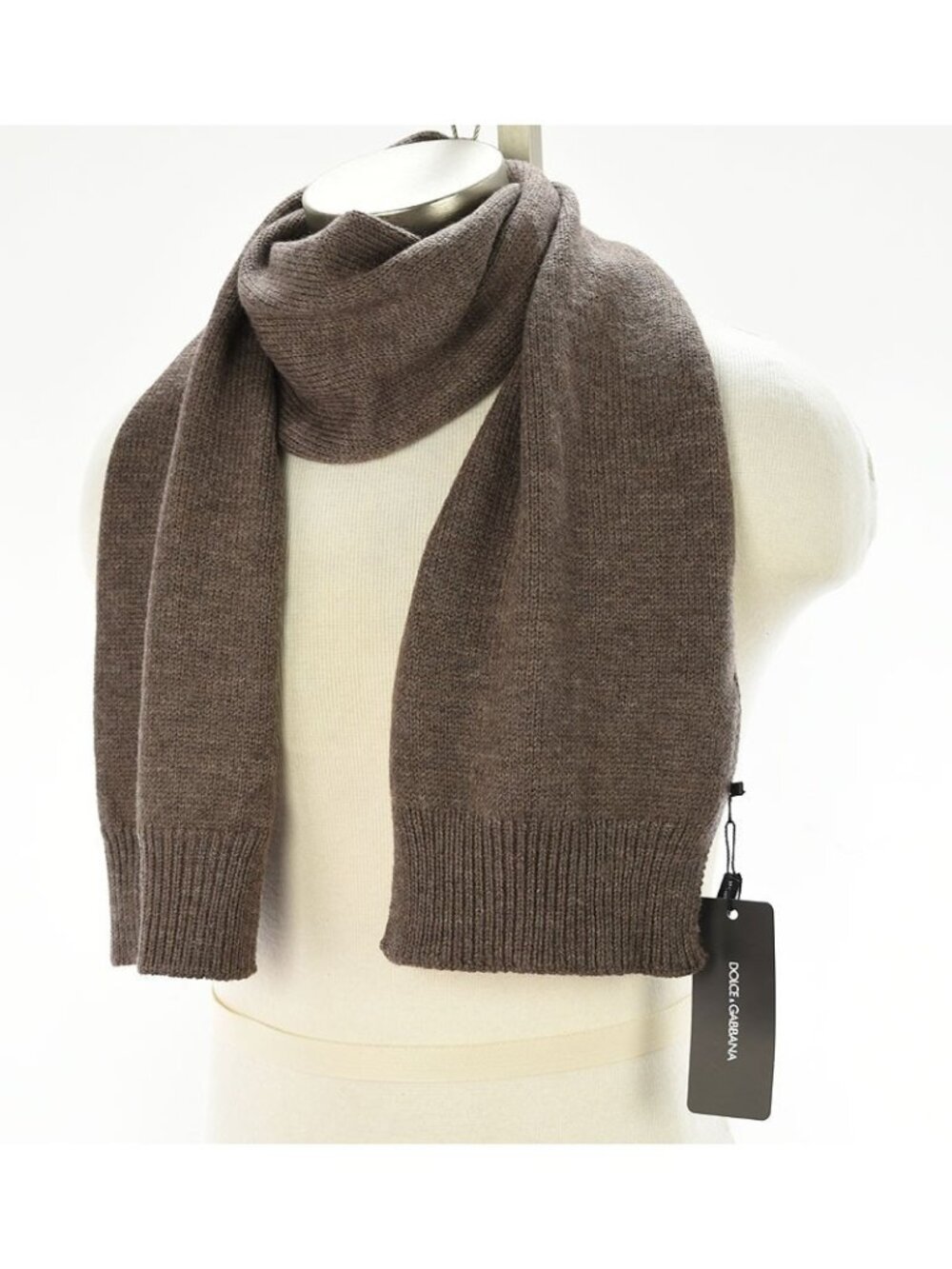 DOLCE & GABBANA Mocha Brown Medium Weight Wool Scarf Italy NWT
